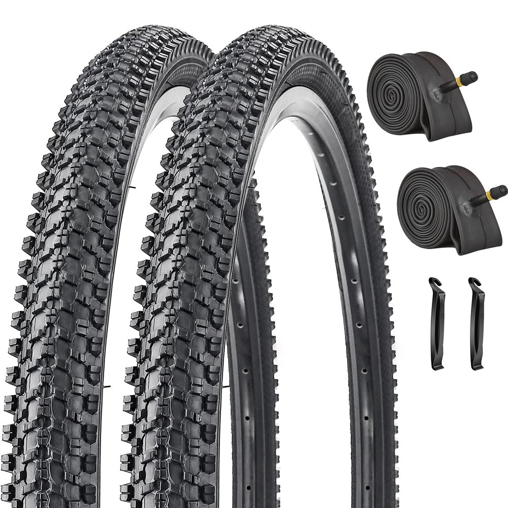 2 Pack 26x1.95 Inch Bike Tire Folding Bead Replacement Tire Double Packing for Mountain Bicycle Tire with Inner Tubes and Tire Levers
