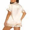 Ekouaer Women's Pajama Sets Silk Satin Pjs Bridal Bridesmaid Sleepwear Button Down Pajamas 2 Piece Lounge Set,Champagne,X-Large view 4