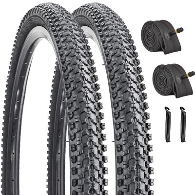 2 Pack 24x1.95 Inch Bike Tire Folding Bead Replacement Tire Double Packing for Mountain Bicycle Tire with Inner Tubes and Tire Levers