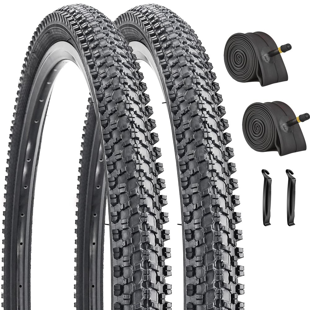 2 Pack 24x1.95 Inch Bike Tire Folding Bead Replacement Tire Double Packing for Mountain Bicycle Tire with Inner Tubes and Tire Levers