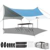 Forceatt 12x14FT Tarp with 2 Poles, Waterproof Anti-UV Camping Tarp Car Awning (UPF50+), Lightweight Sun Shelter for Car, Tent and Hammock in Hiking, Backpacking, Garden and Traveling view 1