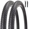 Bike Tire, 26"x 2.125" Folding Beach Cruiser Replacement Bicycle Tire (Pair Black with tire Lever) view 1