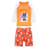 Moily Kids Boys 2PCS Shark Swimsuit UPF 50+ Rash Guard Swimwear Long Sleeves Shirts Top with Shorts Set Orange Board 6-8 Years view 1