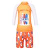 Moily Kids Boys 2PCS Shark Swimsuit UPF 50+ Rash Guard Swimwear Long Sleeves Shirts Top with Shorts Set Orange Board 6-8 Years view 3