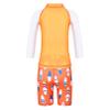 Moily Kids Boys 2PCS Shark Swimsuit UPF 50+ Rash Guard Swimwear Long Sleeves Shirts Top with Shorts Set Orange Board 6-8 Years view 4