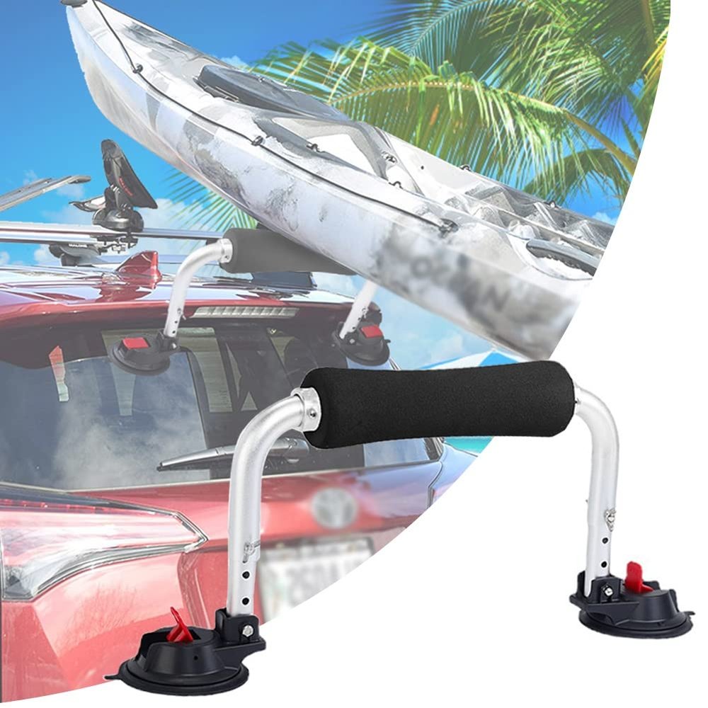 DYK&NX Kayaks Suction Cup Holder, Aluminum Alloy Frame Kayak Loader with 3 Levels of Height Adjustable, Prevent Scratches, Natural Rubber Suction Cups for Most Car