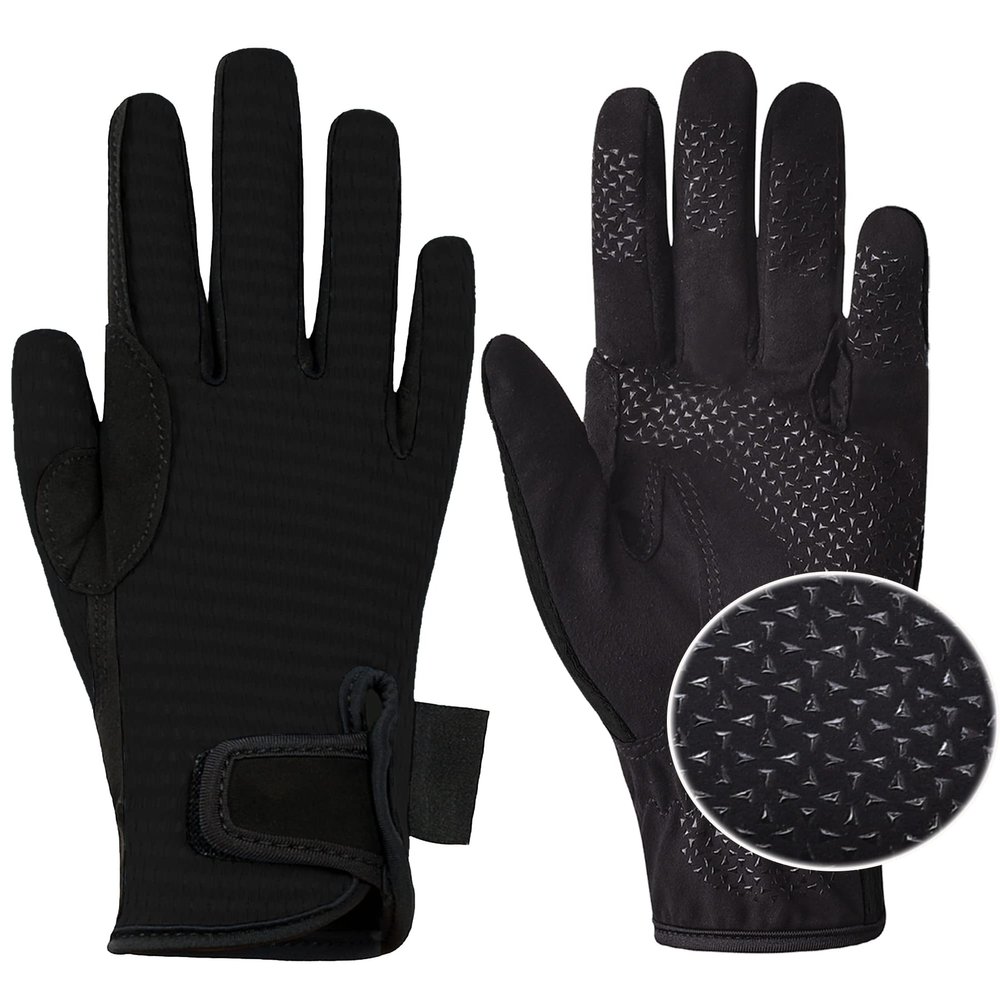 ChinFun Women's Horse Riding Gloves Stretchable Equestrian Gloves Breathable Horseback Lady Youth Girls Outdoor Cycling Black M
