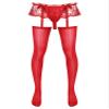 YONGHS Men's Sexy Lace Garter Belt Stockings Pantyhose Sissy Lingerie Thong for Thigh High Stocking Red A One Size view 1