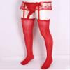 YONGHS Men's Sexy Lace Garter Belt Stockings Pantyhose Sissy Lingerie Thong for Thigh High Stocking Red A One Size view 4