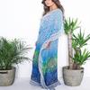 Blue Chiffon Swimsuit Cover up Kaftan Leopard Caftan Caftans Women's Vneck Draw String Batwing Sleeve Animal Flower Print Kaftan Dresses Caftans Lounge wear 21083-10 (Z Print10) view 2