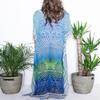 Blue Chiffon Swimsuit Cover up Kaftan Leopard Caftan Caftans Women's Vneck Draw String Batwing Sleeve Animal Flower Print Kaftan Dresses Caftans Lounge wear 21083-10 (Z Print10) view 3