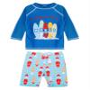 Yartina Kids Boys Two Piece Swimsuits Rash Guard Long Sleeve Shark Bathing Suit Swimwear Sets Sunsuit A#Blue 5-6 Years view 1