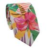 Floral Skinny Tie for Men, Print Flower Necktie for Wedding, Groomsmen, Missions, Dances, Cotton Slim Tie + Gift Box (Red Green(183)) view 1