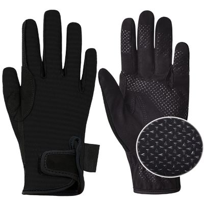 ChinFun Women's Horse Riding Gloves Stretchable Equestrian Gloves Breathable Horseback Lady Youth Girls Outdoor Cycling Black S