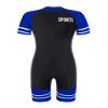Hansber Kids Girls Boys One Piece Zipper Swimsuit Short Sleeve Rash Guard Swimwear Shorty Wetsuit Bathing Suit Blue(Short Sleeve) 6 view 1