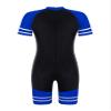 Hansber Kids Girls Boys One Piece Zipper Swimsuit Short Sleeve Rash Guard Swimwear Shorty Wetsuit Bathing Suit Blue(Short Sleeve) 6 view 2