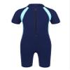 Venjoe Kids Boys Girls One-Piece Thermal Swimsuit Shorty Wetsuit Short Sleeves Zipper Rashguard Bathing Suit Navy Blue 6-8 Years view 1