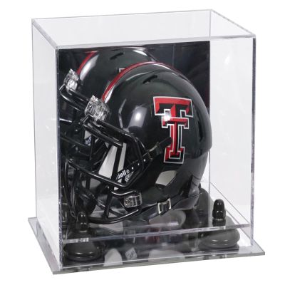Better Display Cases Acrylic Mini - Miniature Football Helmet (not Full Size) Display Case with Mirror Case, Black Risers and Mirror Base (V45/A003)