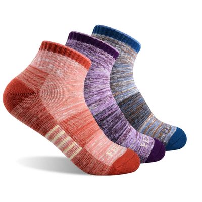 FEIDEER Women's Hiking Walking Socks, 3-Pack Outdoor Recreation Athletic Cushioned Low Cut Ankle Quarter Socks (3WSS20403-L)