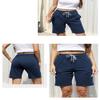 JXGSGOGO Womens Bermuda Shorts 10" Long Jersey Shorts Athletic Workout Lounge Shorts Navy Blue L view 3