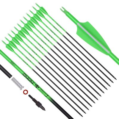 Carbon Arrow Archery 28inch Hunting Target Practice Arrows for Compound & Recurve Bow Spine 500 with Removable Tips (Pack of 12)