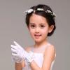 Papoopy Girls White Lace and Satin Gloves for First Communion, Princess Dress Up Costume, Tea Party, Wedding, Formal Pageant view 3