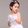 Papoopy Girls White Lace and Satin Gloves for First Communion, Princess Dress Up Costume, Tea Party, Wedding, Formal Pageant view 4