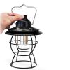WHYUNM26 USB Rechargeable LED Camping Lantern Vintage Camping Lights Portable Waterproof Outdoor Metal Hook Tent Camping Light 3 Light Modes,Black view 1