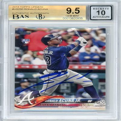 Ronald Acuna Jr 2018 Topps Update Autograph Rookie Card #US250 BGS 9.5 BAS 10