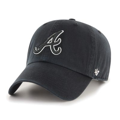 Atlanta Braves Black Outline Clean Up Adjustable Hat, Adult One Size Fits All