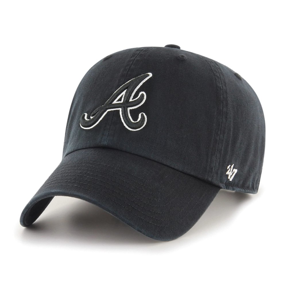 Atlanta Braves Black Outline Clean Up Adjustable Hat, Adult One Size Fits All