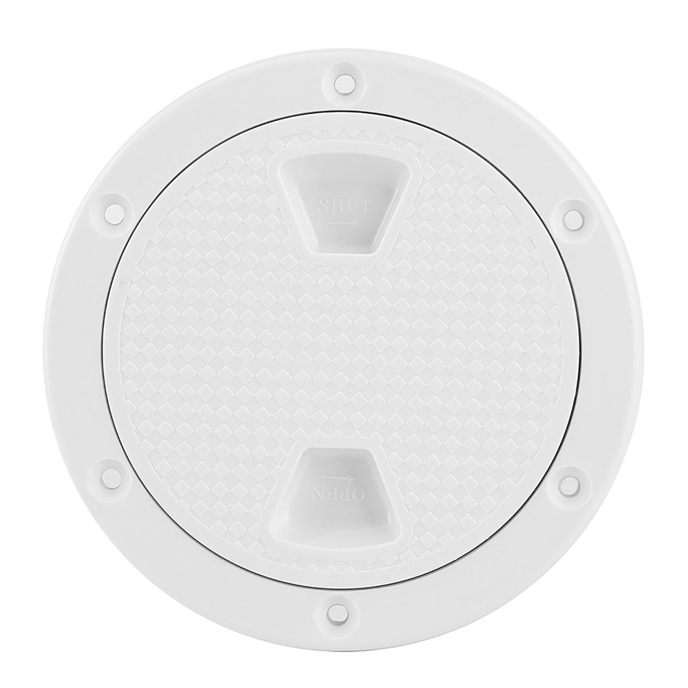 4in ABS Deck Plate Round White Deck Inspection Cover Screw Out Boat Inspection Hatch Cover Boat Accessory Easy to Open Simple to Install and Use