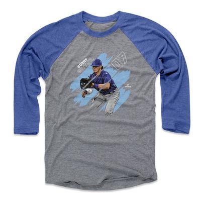 500 LEVEL Bobby WITT Jr. 3/4 Sleeve T-Shirt (Baseball T, XXX-Large, Royal/Heather Gray) - Bobby WITT Jr. Kansas City Stripes WHT