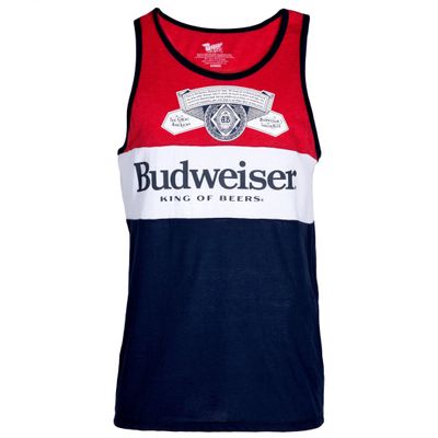 Budweiser Three Color Block Tank Top (as1, Alpha, s, Regular, Regular, Small) Red