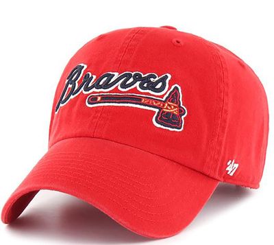 Atlanta Braves Script Logo Clean Up Adjustable Hat, Adult One Size Fits All (Atlanta Braves Red Script Logo)