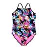 Catalina Girls Racerback One Piece Swimsuit, Black Floral Print, 4-5 US
