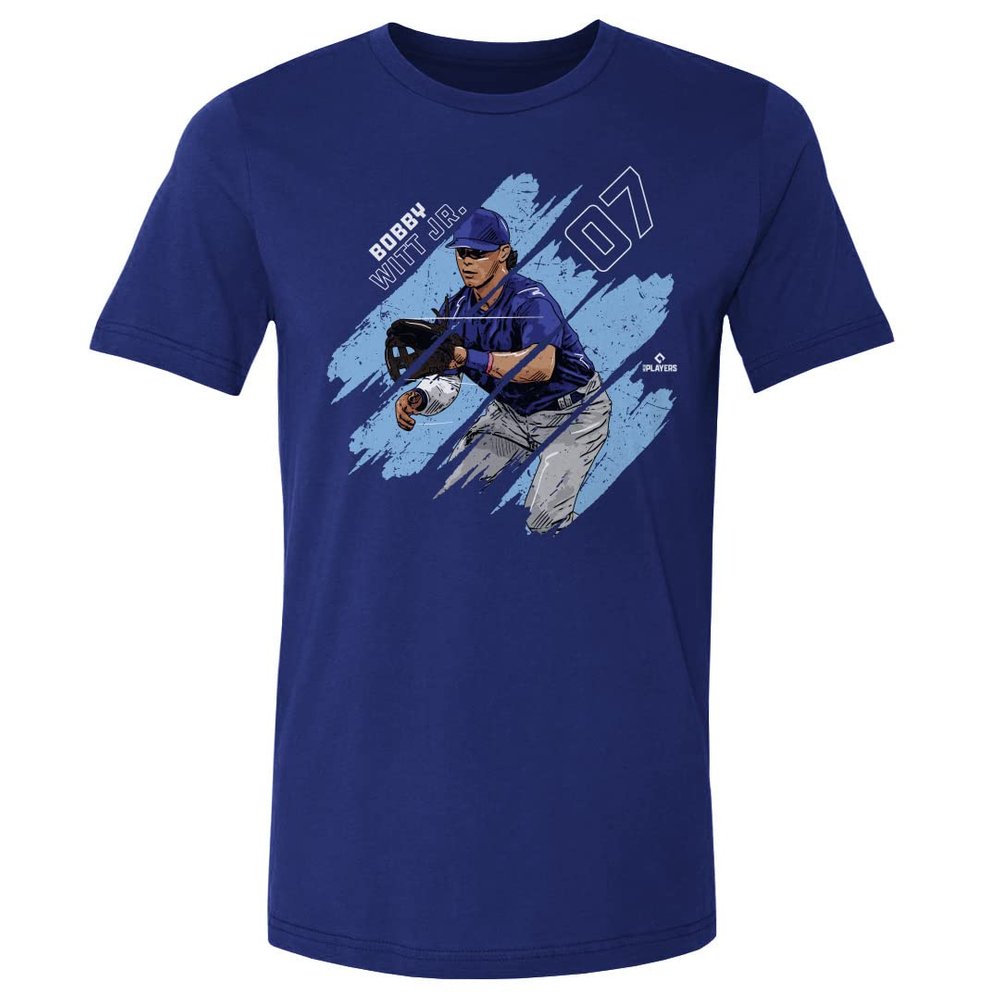 500 LEVEL Bobby WITT Jr. Shirt (Cotton, XX-Large, Royal Blue) - Bobby WITT Jr. Kansas City Stripes WHT