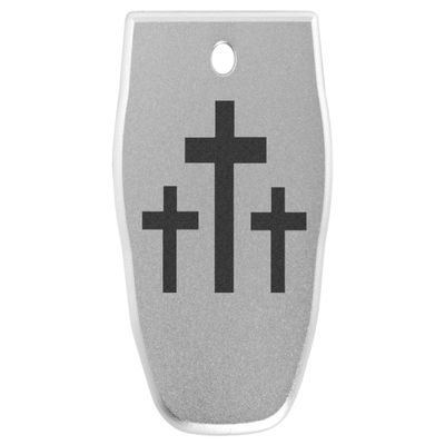 NDZ Performance Magazine Base Plate for Smith & Wesson SD9, SD9 2.0, SD9 VE in 9mm Laser Engraved Anodized Aluminum in Silver - 3 Crosses
