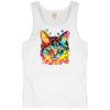Dean Russo Blue Eyes Cat Tank Top Neon Colorful Cute Kitten Men's Top White Small view 1