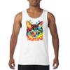 Dean Russo Blue Eyes Cat Tank Top Neon Colorful Cute Kitten Men's Top White Small view 2