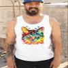Dean Russo Blue Eyes Cat Tank Top Neon Colorful Cute Kitten Men's Top White Small view 3