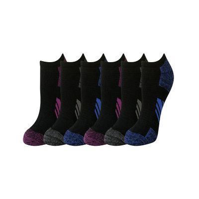 Amazon Essentials Women's 6-Pack Performance Cotton Cushion Athletic No-Show Socks Sockshosiery, -Black, 8-12