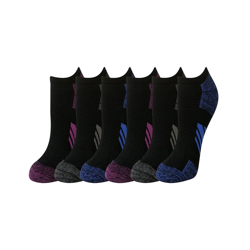 Amazon Essentials Women's 6-Pack Performance Cotton Cushion Athletic No-Show Socks Sockshosiery, -Black, 8-12