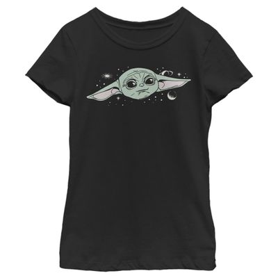 Girl's Star Wars: The Mandalorian Daydreaming Child T-Shirt - Black - X Large