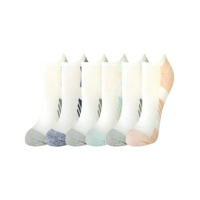 Amazon Essentials Women's 6-Pack Performance Cotton Cushion Athletic No-Show Socks Sockshosiery, -White, 8-12
