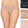 b.tempt'd by Wacoal Women's Lace Kiss Thong Panty 3 pack, Rose Smoke, Au Natural, Night, Small view 2