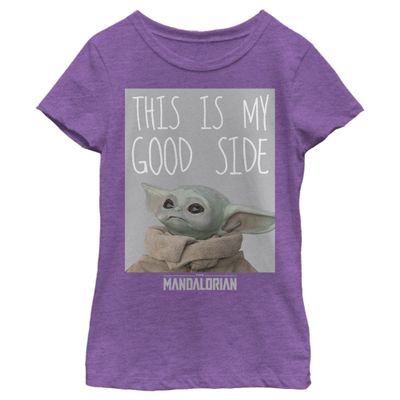 Star Wars Mandalorian Good Side Girls Short Sleeve Tee Shirt, Purple Berry, Small