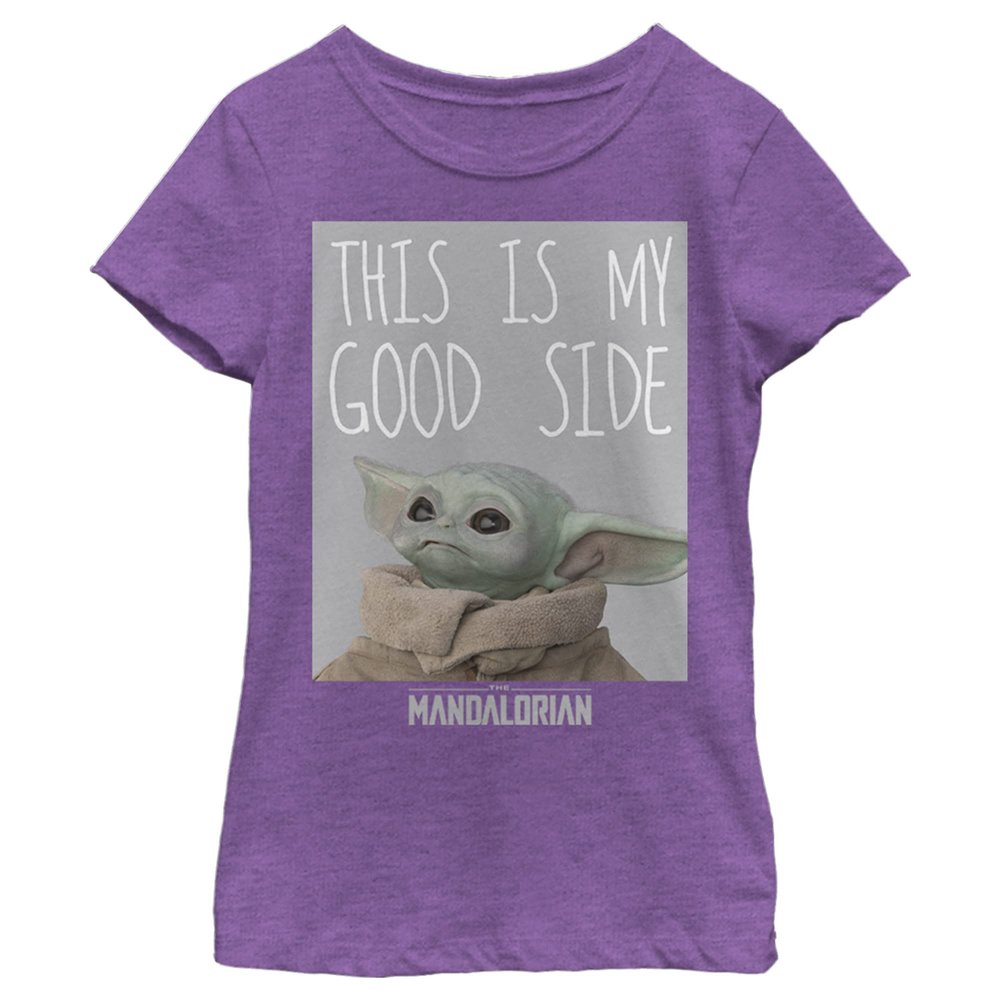 Star Wars Mandalorian Good Side Girls Short Sleeve Tee Shirt, Purple Berry, Small