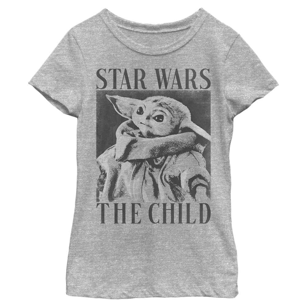 STAR WARS girls Star Wars: Mandalorian Child Closeup Short Sleeve Tee T Shirt, Athletic Heather, X-Small US