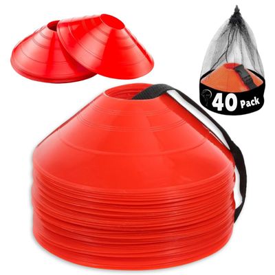 75/50/40/20 Pack, Pro-Grade Soccer Training Cones Set, Durable Agility Soccer Cones with Carry Bag & Strap Holder Ideal for Sports Training, Football, Soccer, Basketball- Trusted by Coaches & Athletes